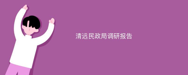 清远民政局调研报告