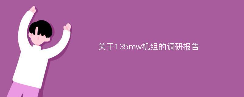 关于135mw机组的调研报告