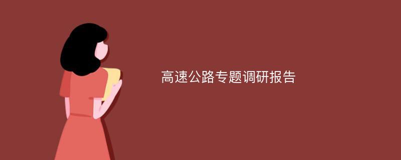 高速公路专题调研报告