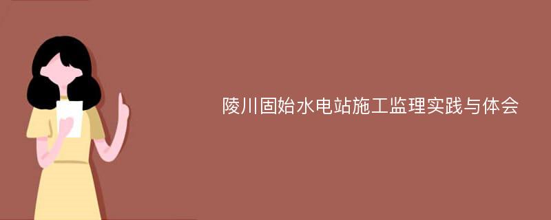 陵川固始水电站施工监理实践与体会