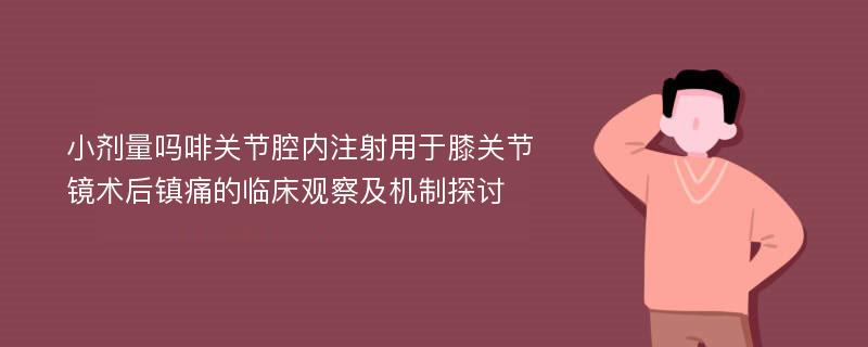 小剂量吗啡关节腔内注射用于膝关节镜术后镇痛的临床观察及机制探讨