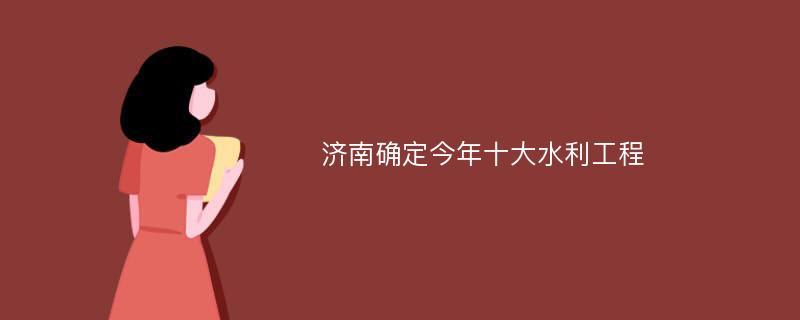 济南确定今年十大水利工程