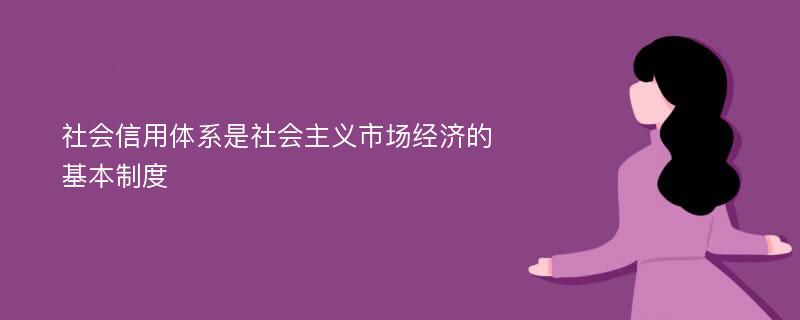 社会信用体系是社会主义市场经济的基本制度