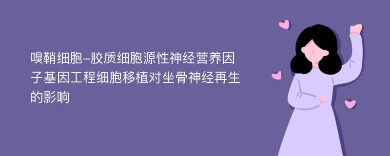 嗅鞘细胞-胶质细胞源性神经营养因子基因工程细胞移植对坐骨神经再生的影响