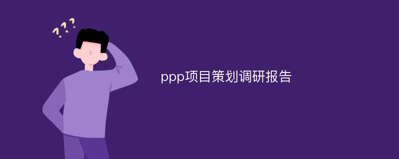 ppp项目策划调研报告