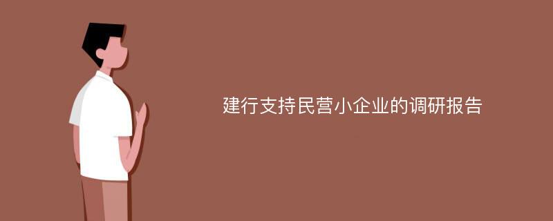 建行支持民营小企业的调研报告